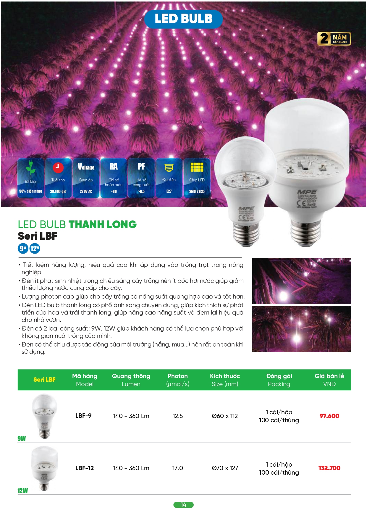 Bảng giá đèn LED MPE 2026